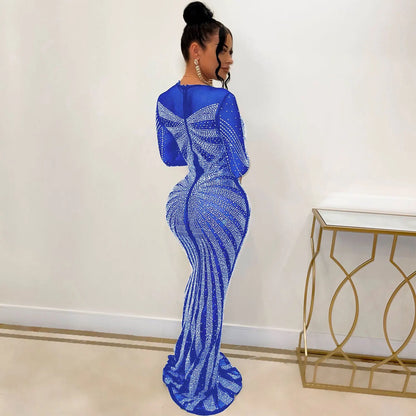 Rhinestone Crystal Mesh Dress