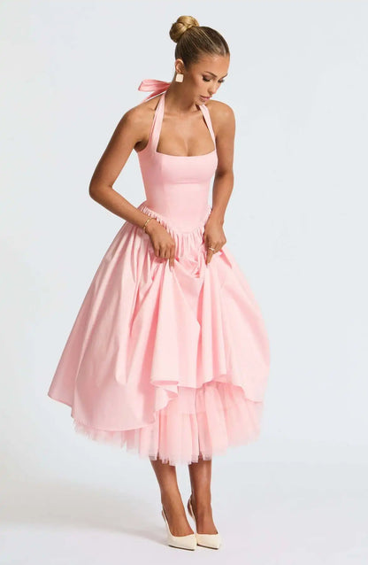 Corset Strapless Midi Dress Luxury Halter