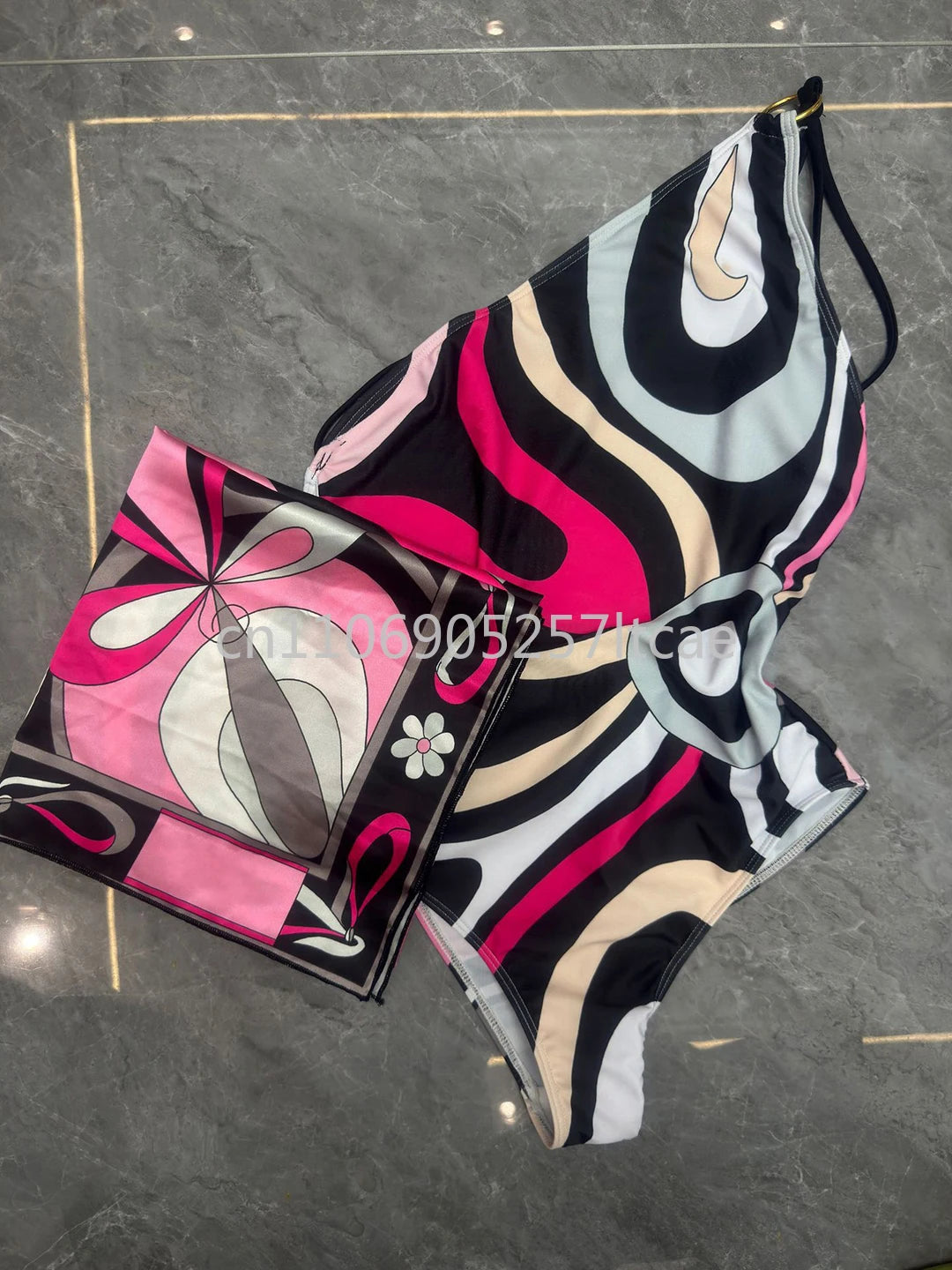 Luxury Design Pink Scarf Swimsuits
