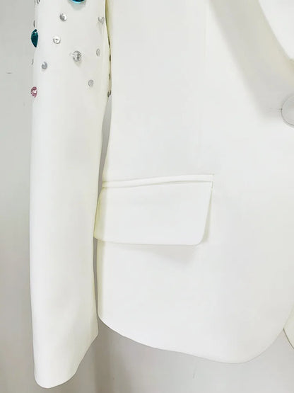 White Pant Suits Women handmade Beading Premium