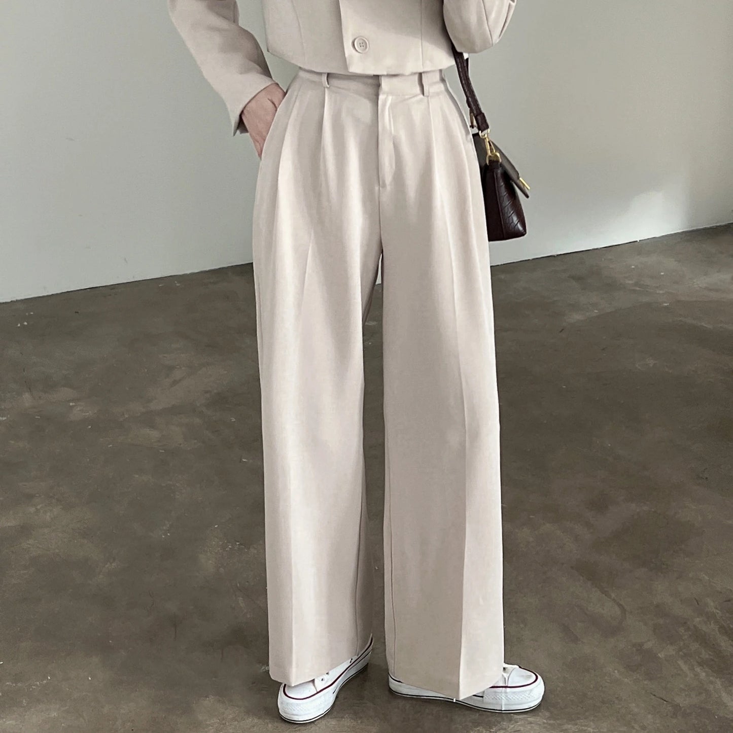 Retro Casual Blazer Wide Leg Pants