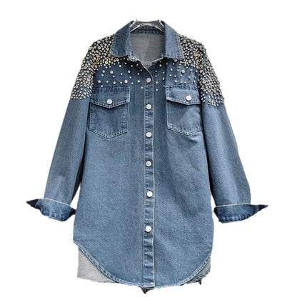 Denim Blouse Full Diamonds