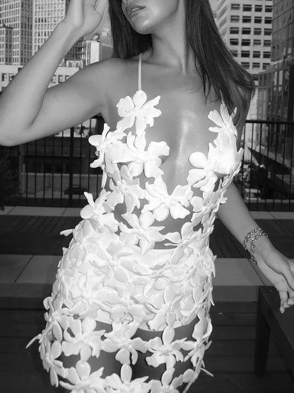 3D Flower Cutout Sexy Vest
