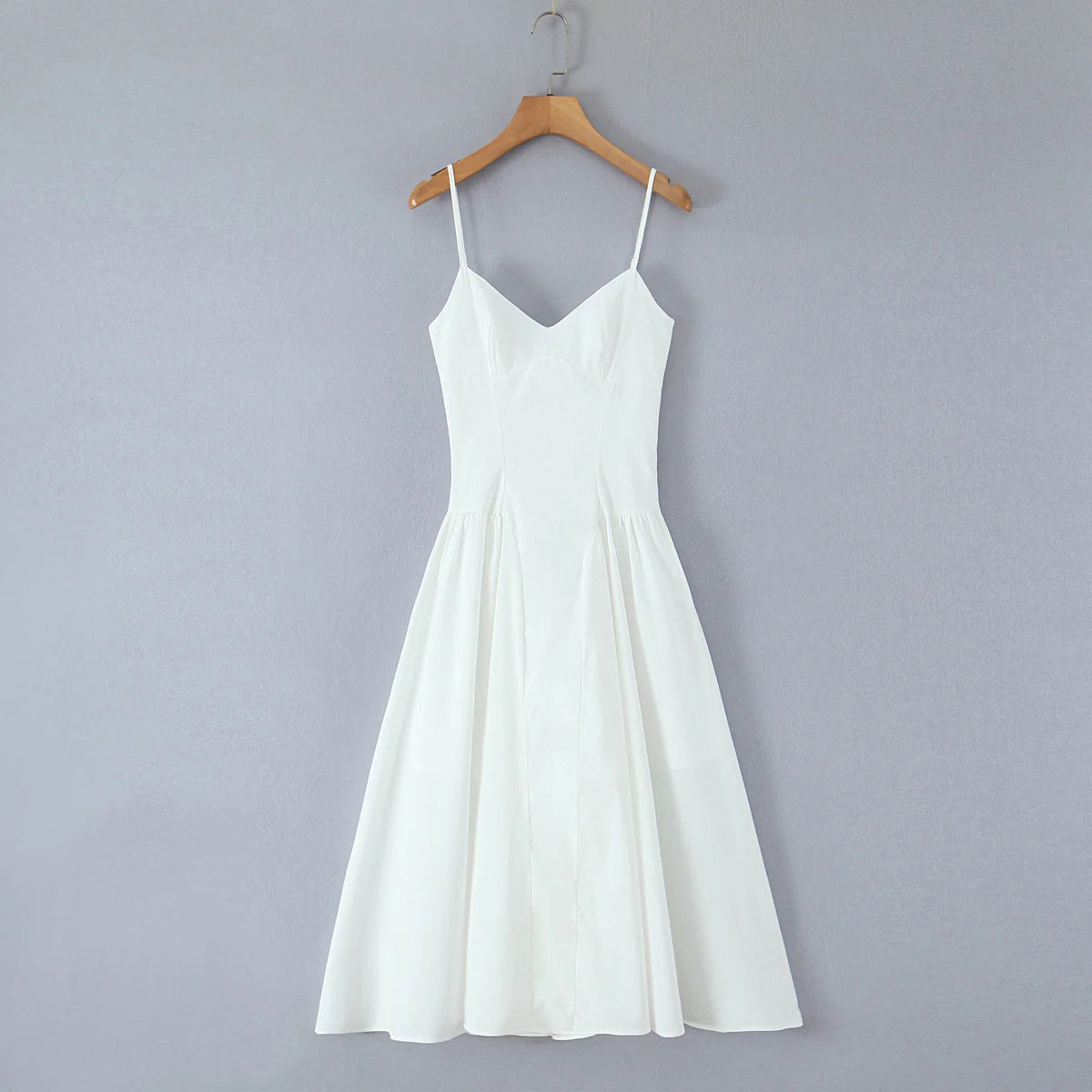 Summer Autumn Irregular Strapl Long Dr Women's Pure Color Svel ter Ne Gown French Sle Waist Cinched A-Line... - Shellss