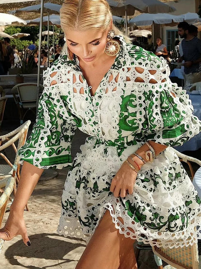 Retro palace wind crochet Lantern sleeve