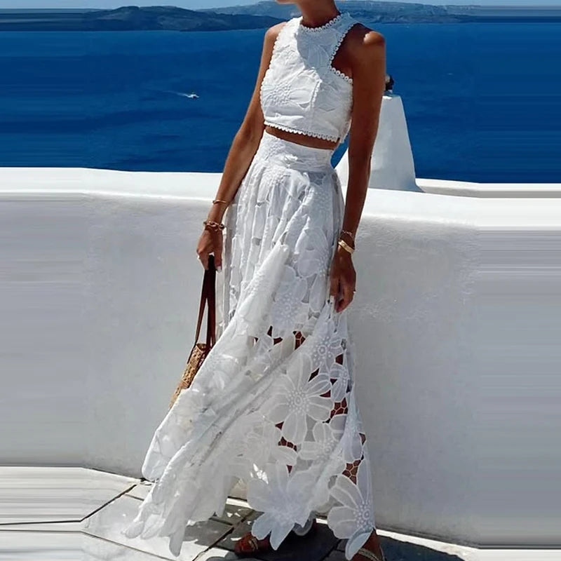 White Boho Skirt Set