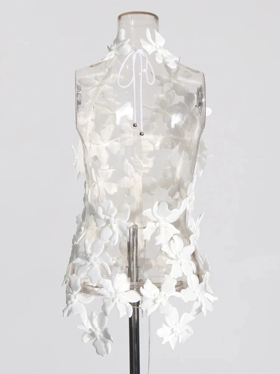 3D Flower Cutout Sexy Vest