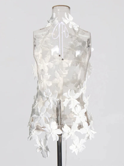 3D Flower Cutout Sexy Vest