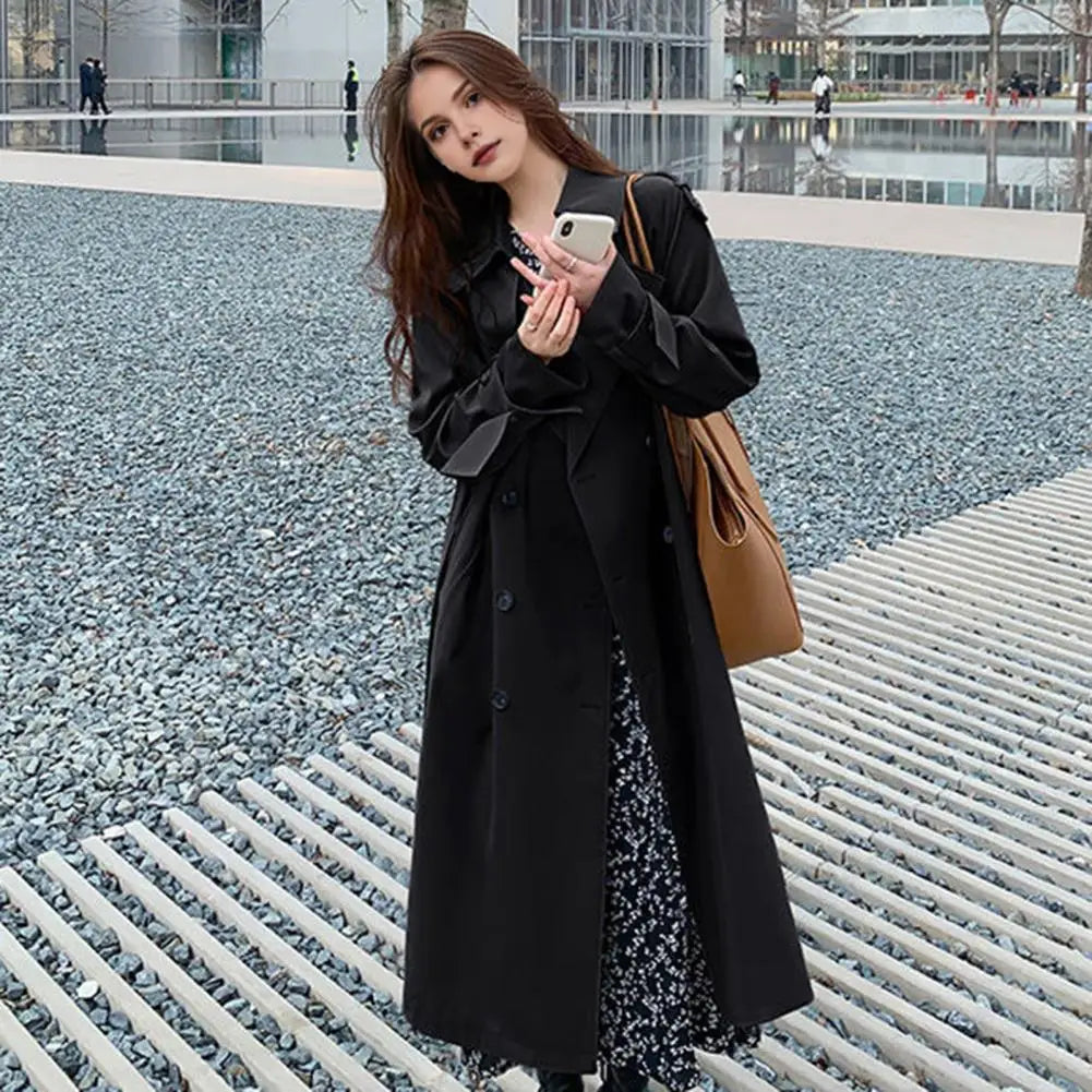 Trench Coat Windbreaker Women's Spring Autumn Trench Coat Korean Short Ladies Solid Coat Women Double Bbreasted Outwear