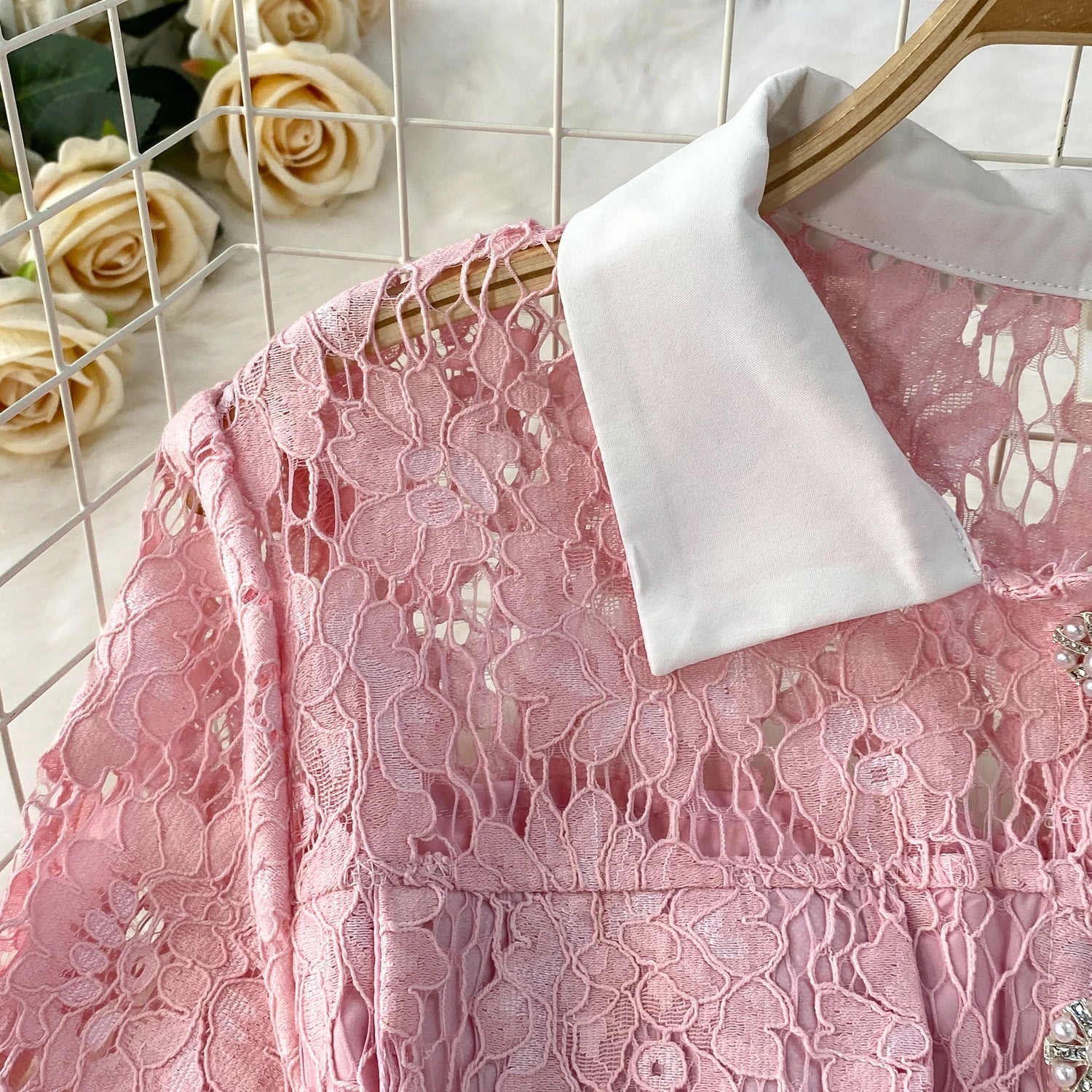 Selfportrait Buttons Diamonds Lace Dress