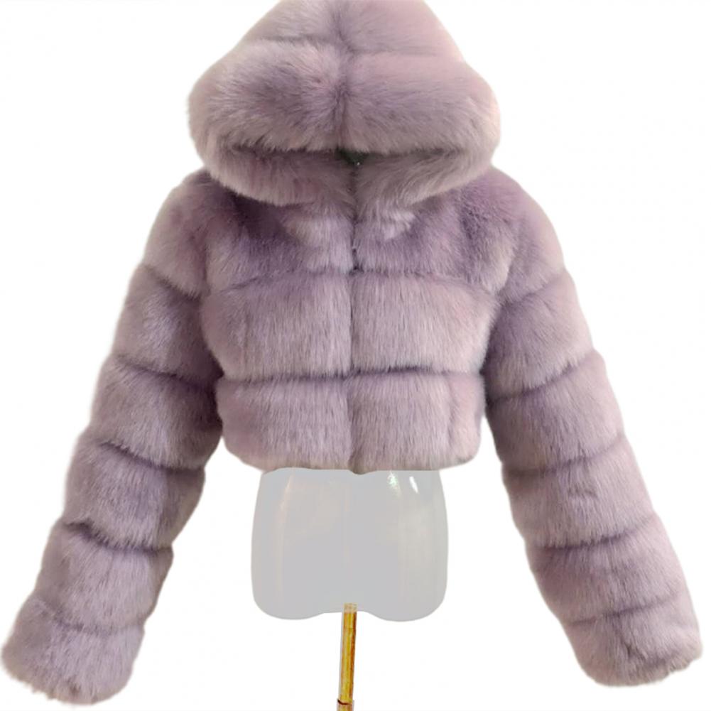 Fur Hooded Zipper Cropped