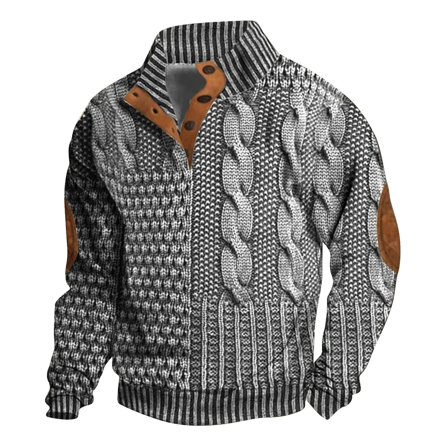 Men'S 3d Jacquard Printed Half Button