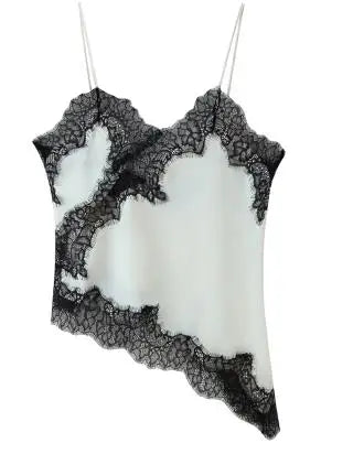 Lace Trim Satin Camisole V Neck