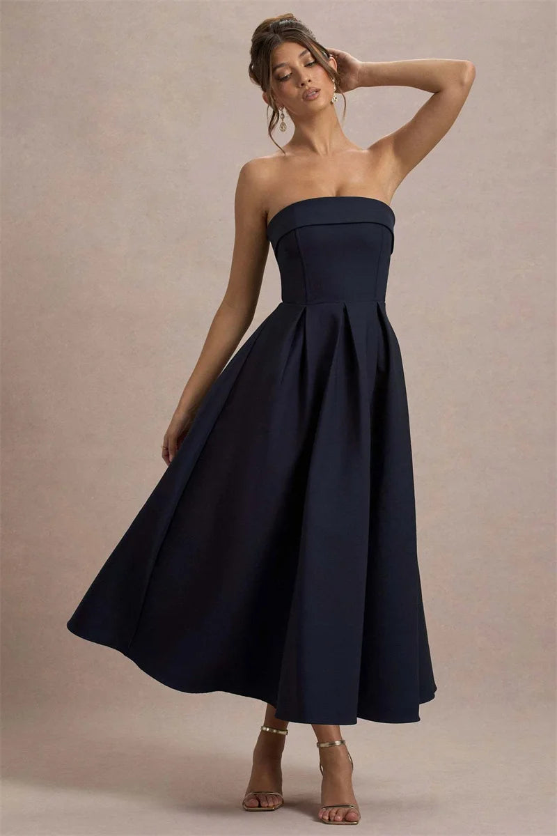 Strapless Midi Dress A-Line - Shellss