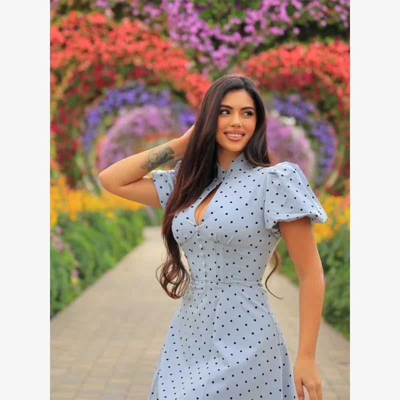 Retro Polka Dot Mini A-line Dress