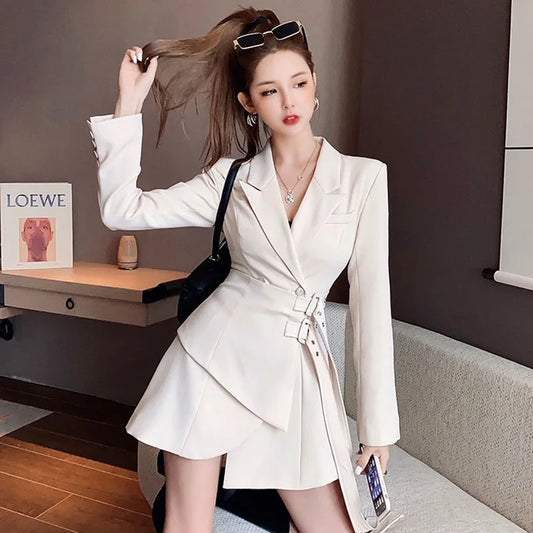 Blazer Dress Double Belt New Premium Mini