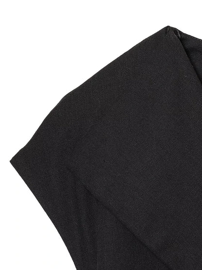 Black Linen Lapel Pants Set