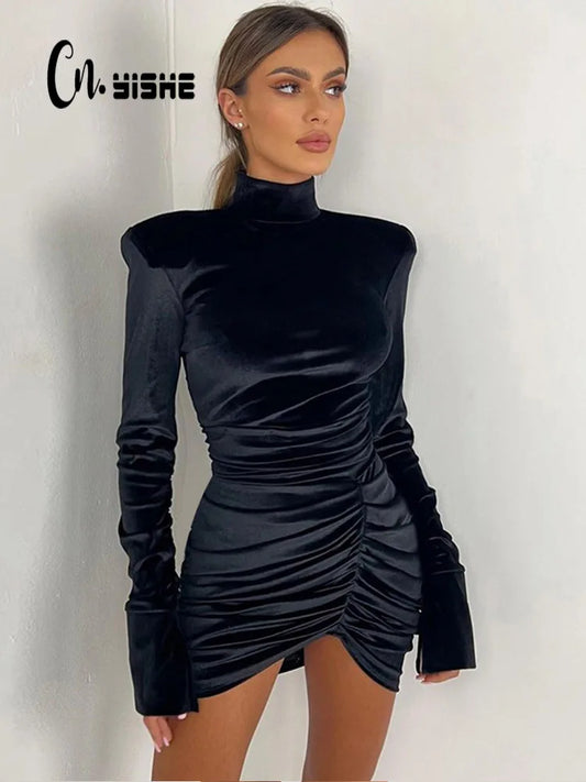 Cnyishe Sexy Velvet Mini Dress