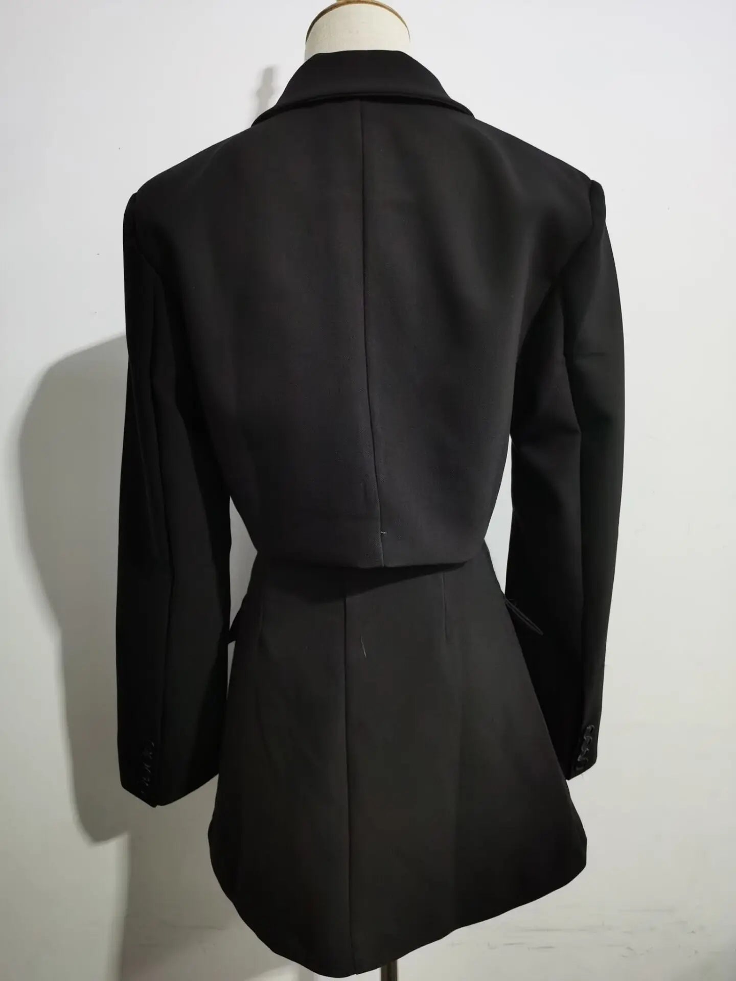 2 pieces 1 set Women One Button Short Blazer Cropped