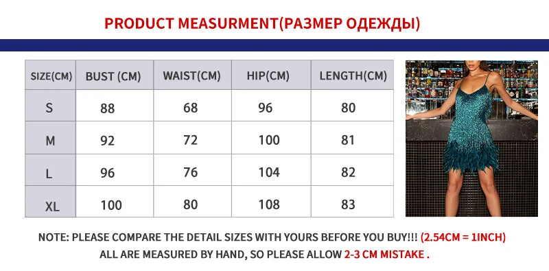 Tassel Sequins Feather Mini Dress