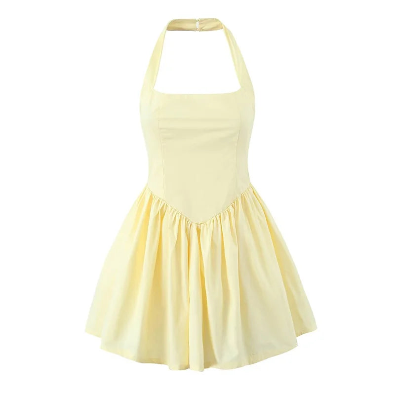 Puffy halter A-Line dress