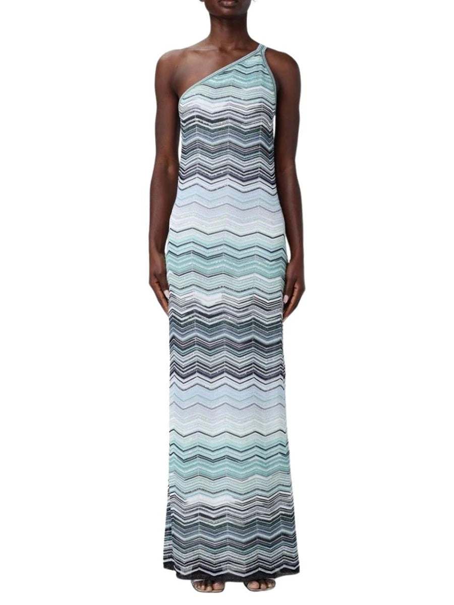 Missoni One Shoulder zigzag wavy dress