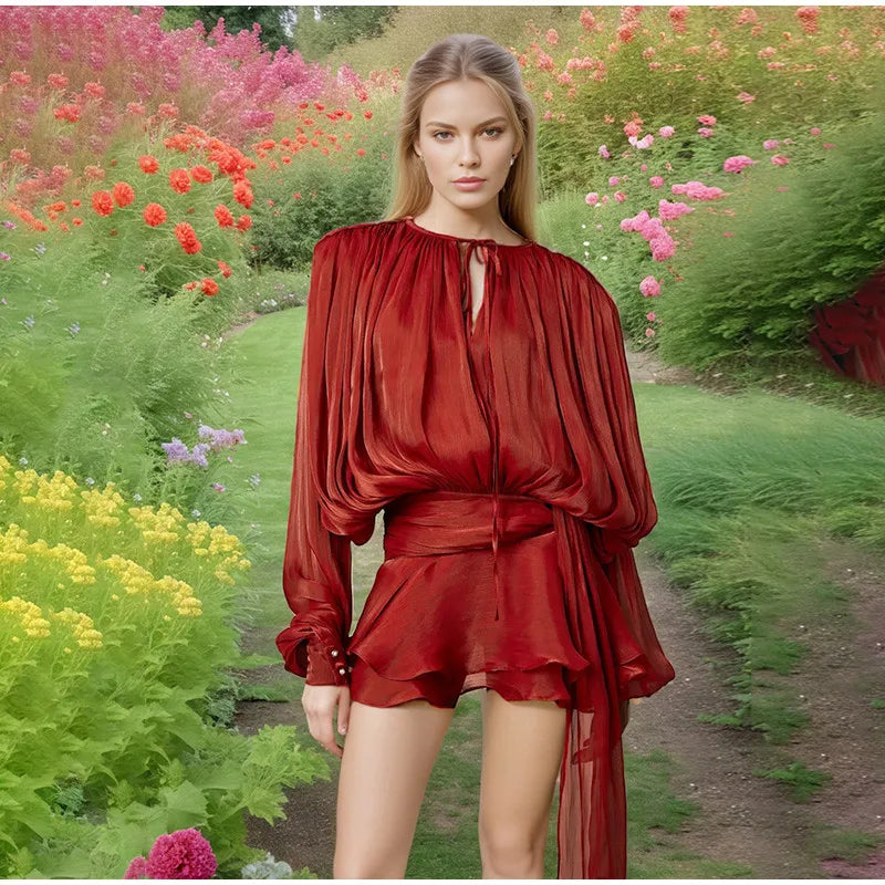 Trendy Lantern Top & Skirt - Shellss