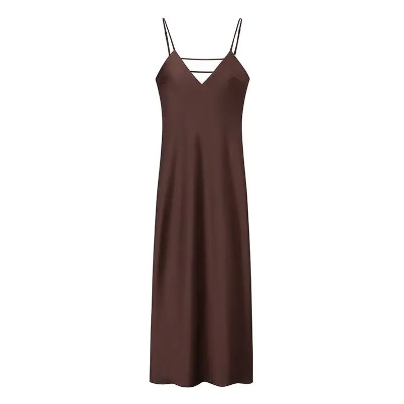Yellow Pink Stain V Neck Sling Dress - Shellss