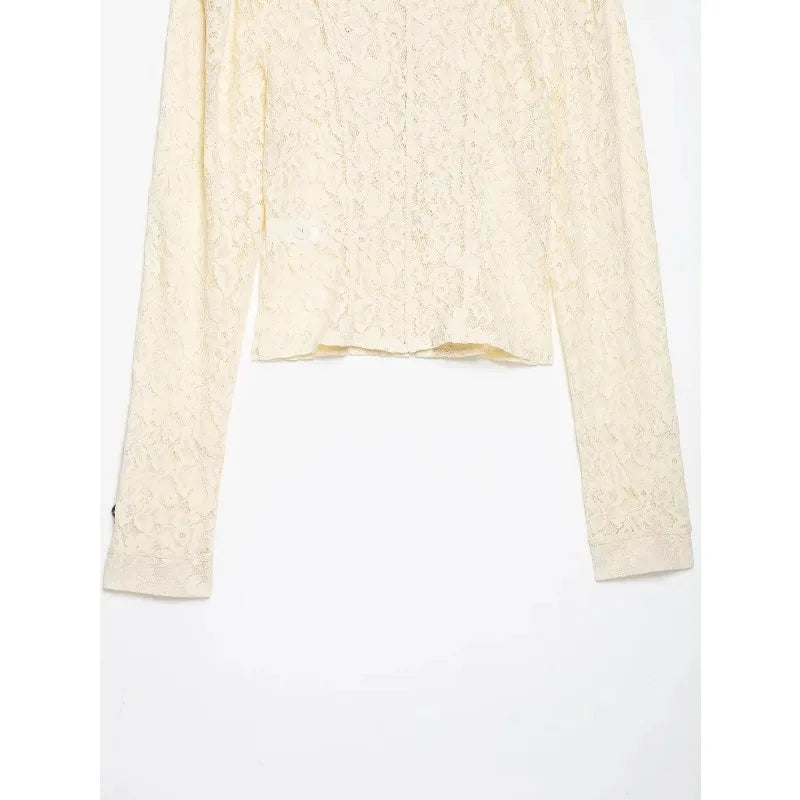 2026French Vintage Floral Lace Cropped Jacket Mandarin Collar Frog Knot Buttons Puff Long Sleeve Slim Retro Outerwear for Women