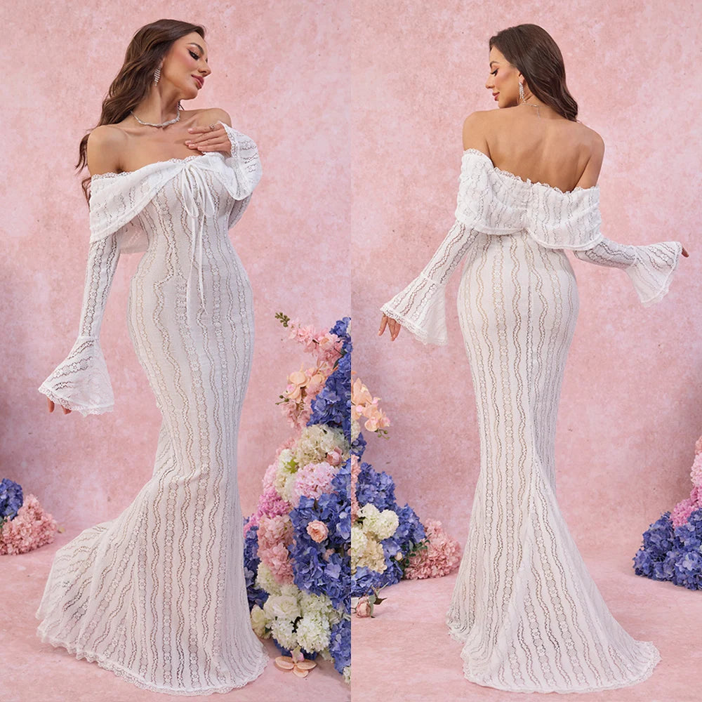 White Off Shoulder Lace Bodycon