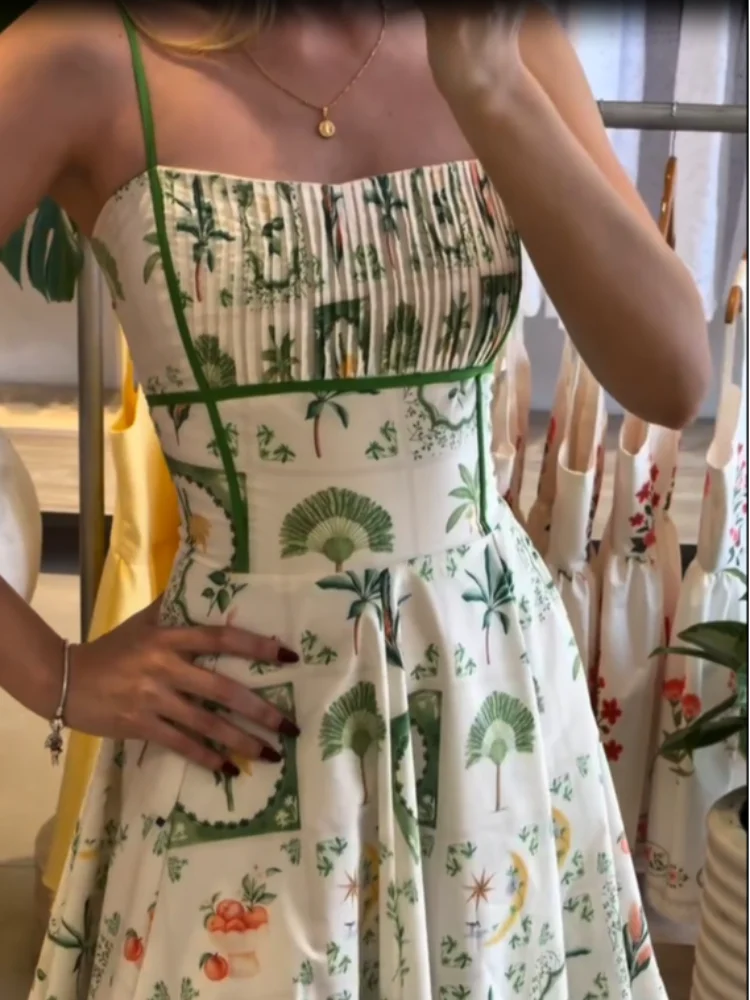 Corset Fishbone green line summer dress