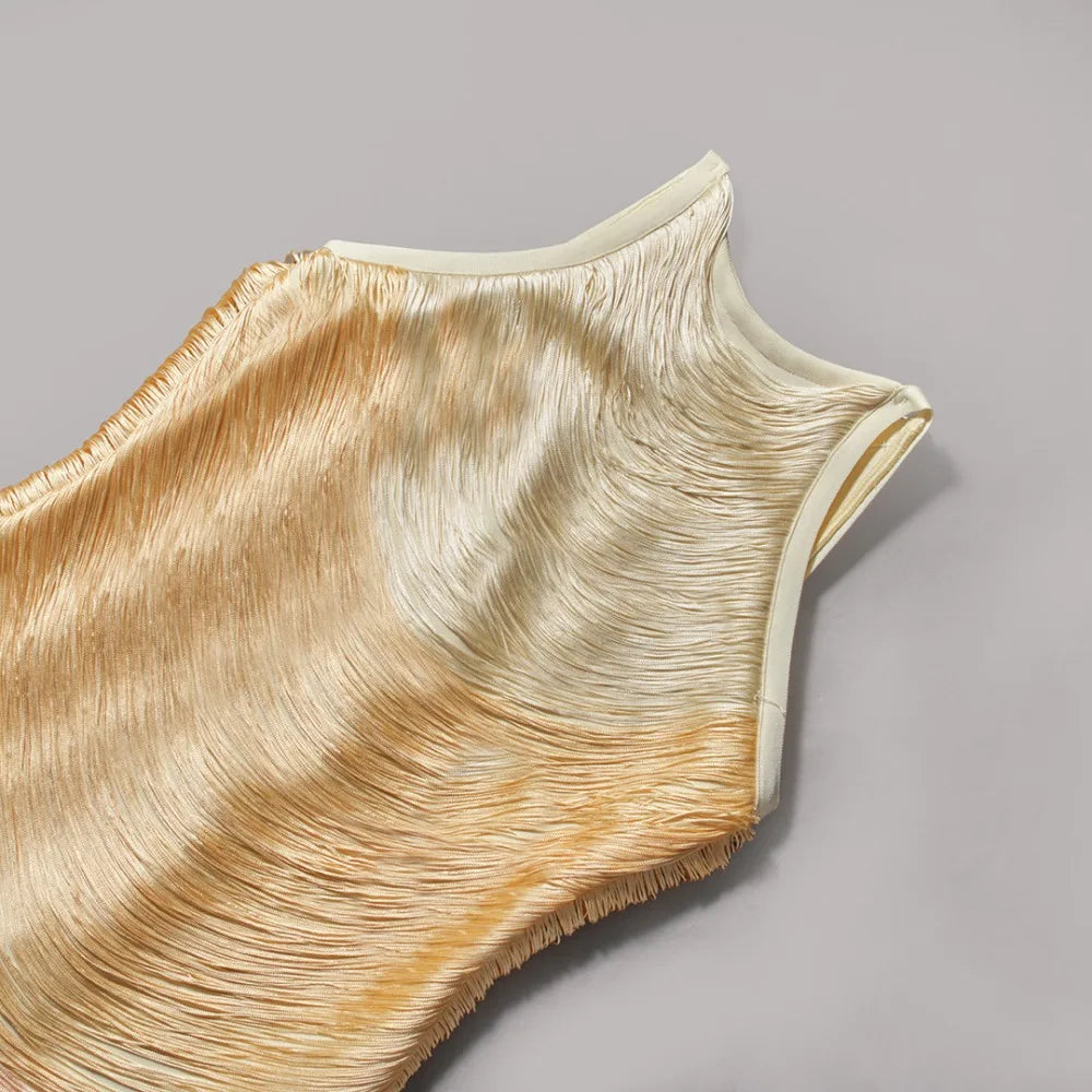 Golden Pink Tassel Metallic Spark Dress - Shellss