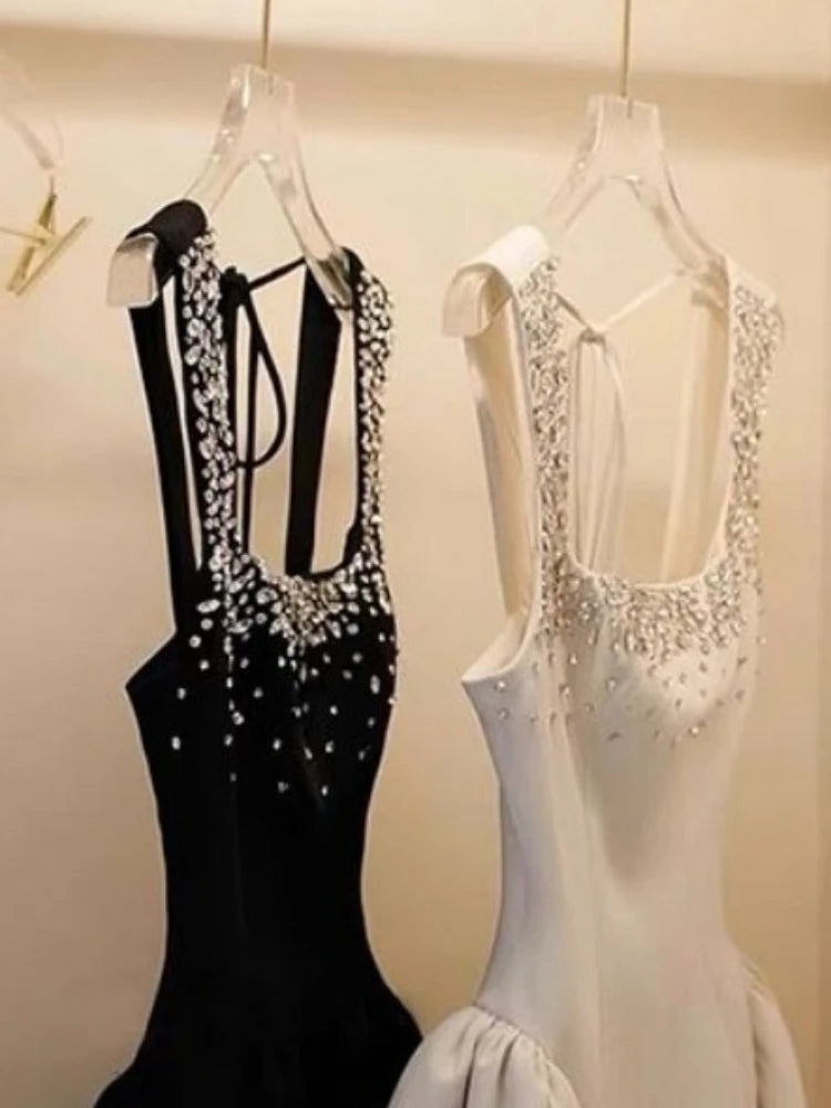 New Party Backless Bandage Dress for Women Fashion Summer Sling Robe Femme 2026 Vestidos De Mujer A-line Tunic Diamond Dresses