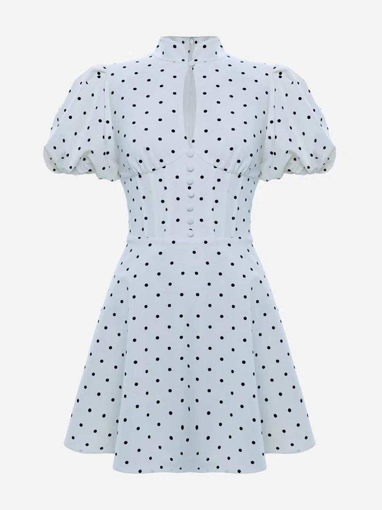 Retro Polka Dot Mini A-line Dress