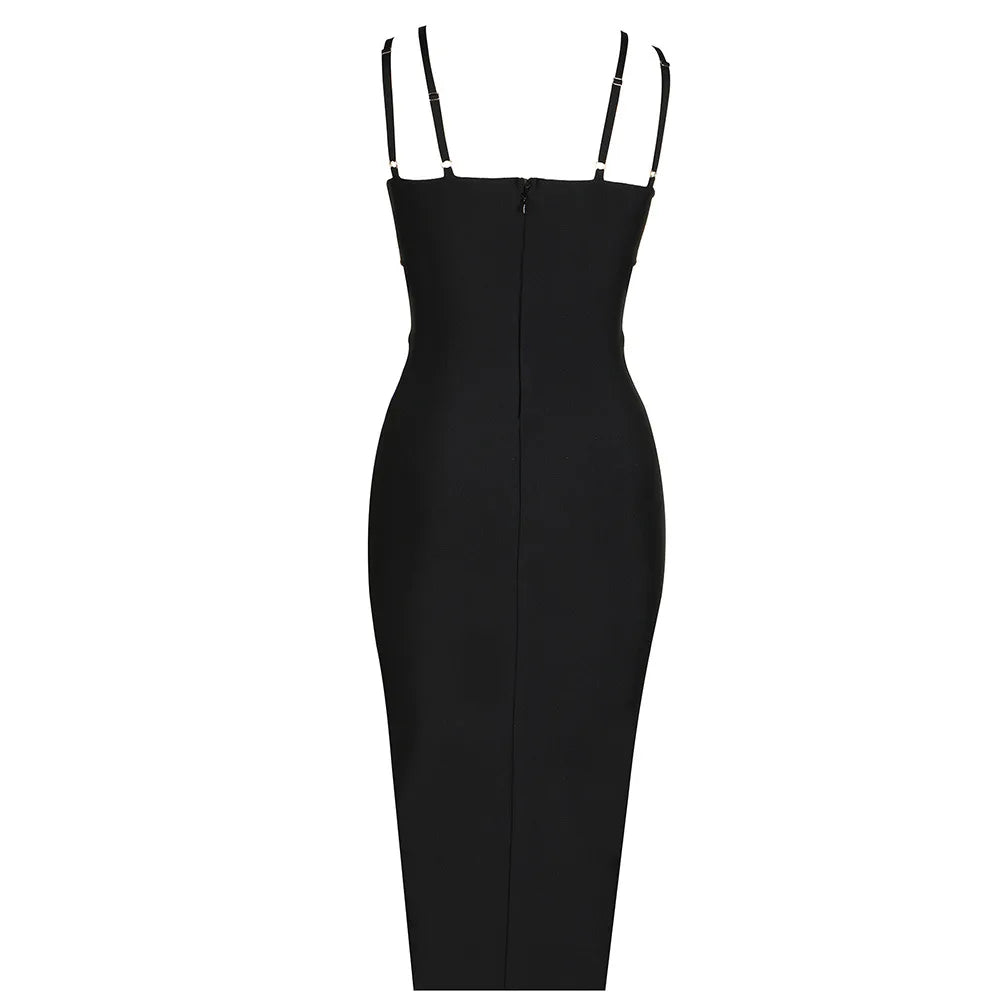 TWOTWINSTYLE Solid Slimming Spliced Pearl Dresses for Women Square Neck Sleeveless Patchwork Hollow Out Tunic Dress Female New