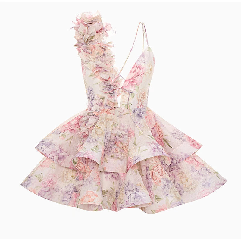 1 Sexy Print TOP & Ruffle Mini Skirt Set