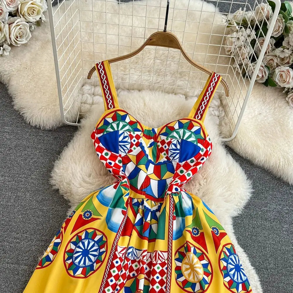 Dolce Yellow Multicolor Dress