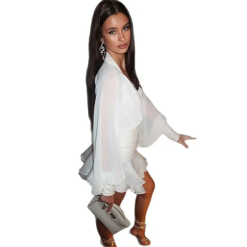 2 Layered Lantern Sleeve Skirt Set