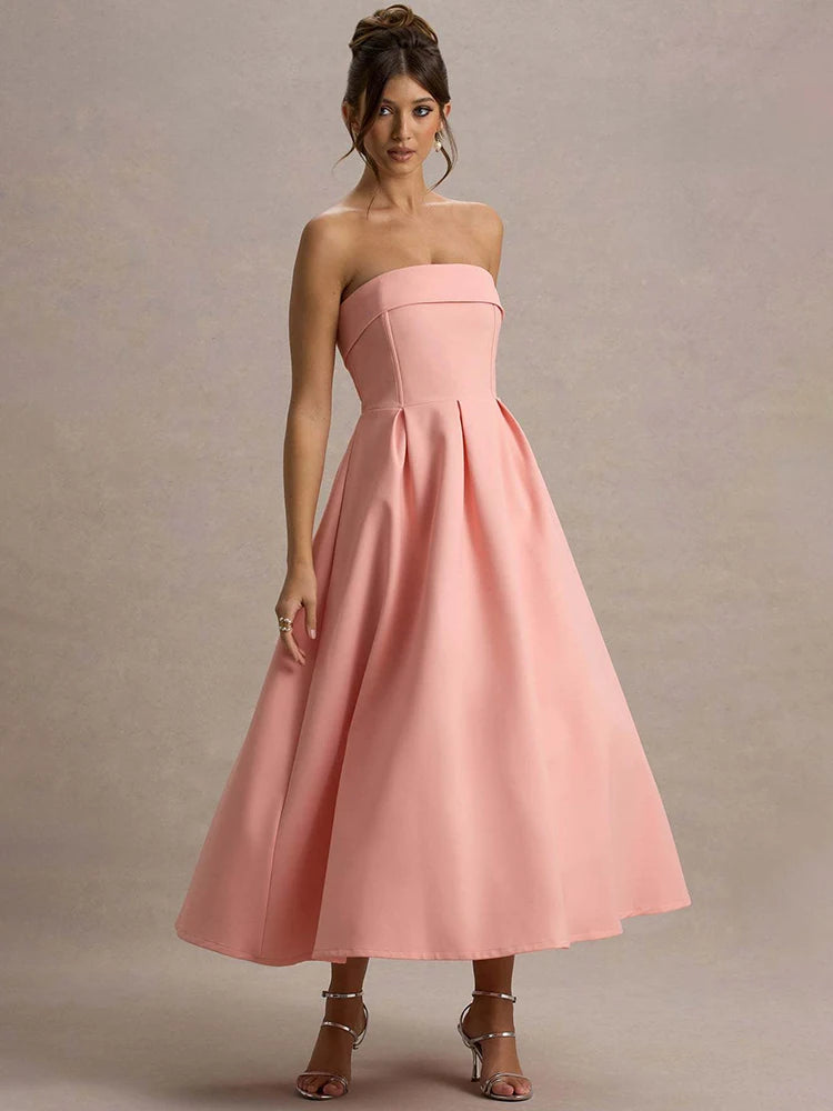 Strapless Midi Dress A-Line - Shellss
