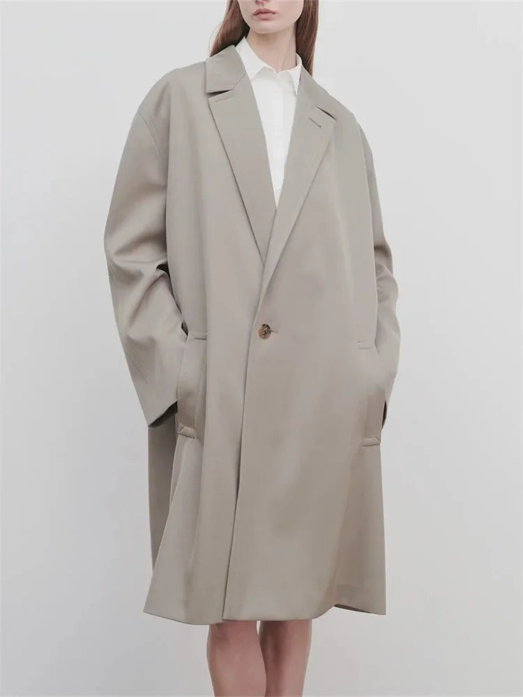 Coat Autumn Winter Loose Fit Female Wool Blend Suit Windbreaker Tops Versatile