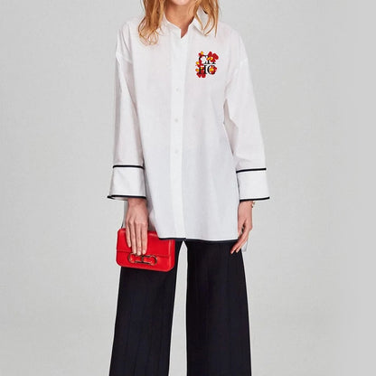 CH Simple Style Shirt Letter Print Embroidery