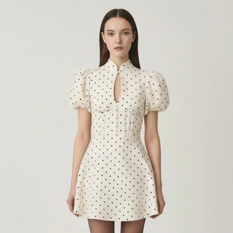 Retro Polka Dot Mini A-line Dress
