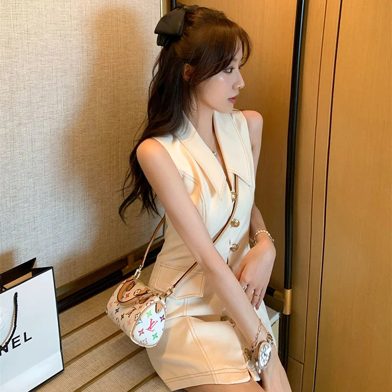 Elegant Button Mini Dress
