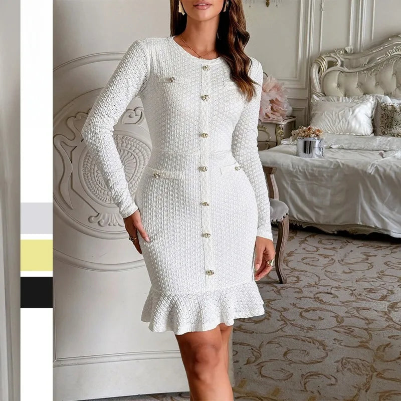 Button Bodycon Dress clio elegant