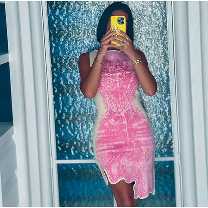 1 celebrity Wavy Pink Elegant  Dress