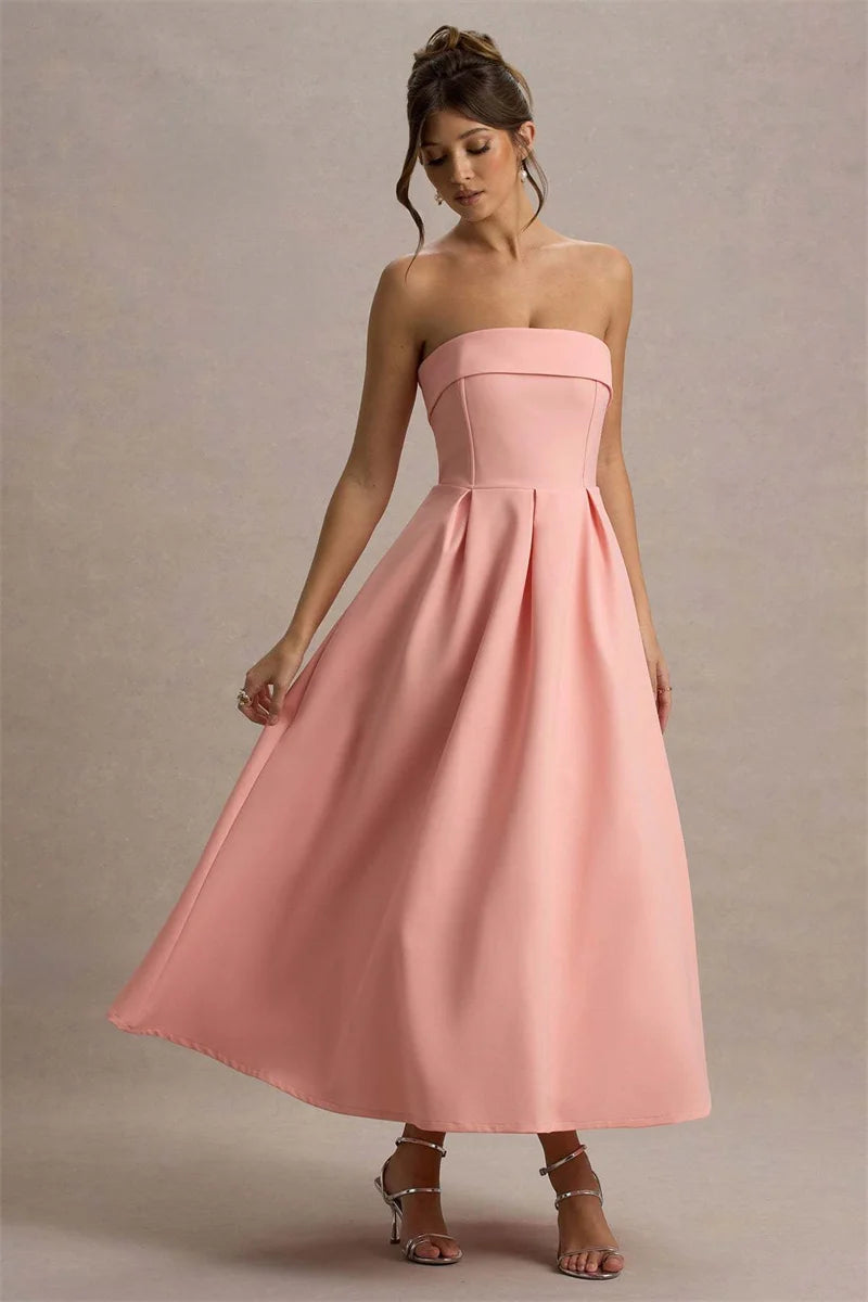 Strapless Midi Dress A-Line - Shellss