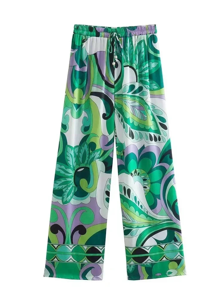 Summer Skirt Sets Women Tops Fashion Long Sleeve Plant Print Flower Shirt High Waist A-line Skirt Boho Beach Sets Y2k Skirt