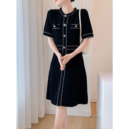 2025 Old money Knitted Dress Women Vintage Sandro style