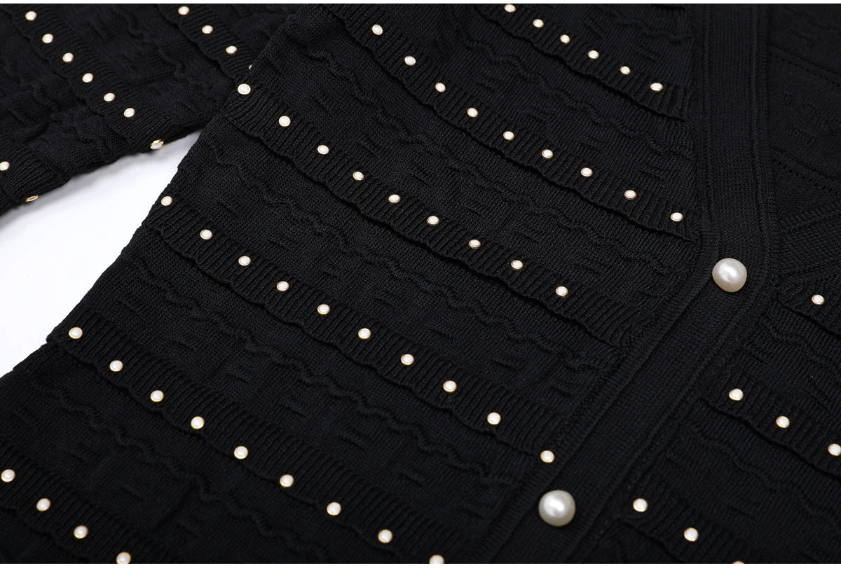 sandro Pearls embellished Skirt & Cardigan