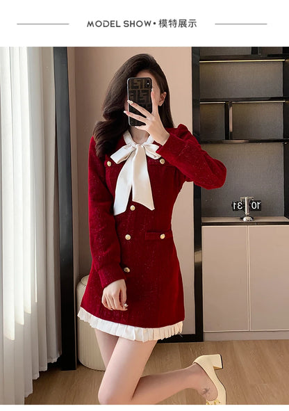 Luxury Burgandy red Velvet Dress
